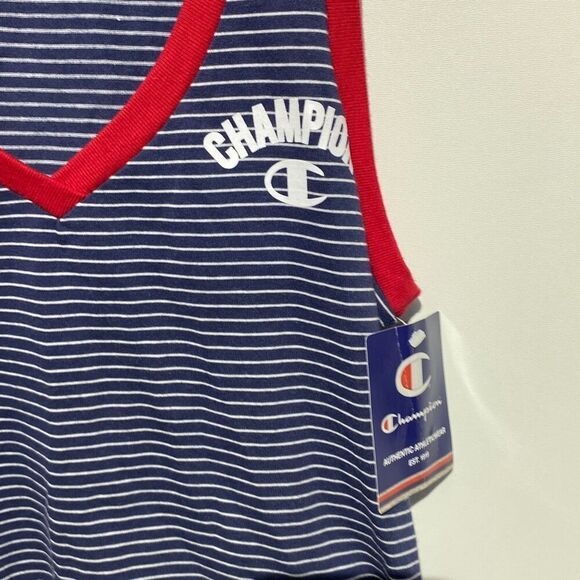 Champion Women's Multicolor Heritage V-Neck Ring Stripe Tank Top Size XS NWT - Picture 4 of 8